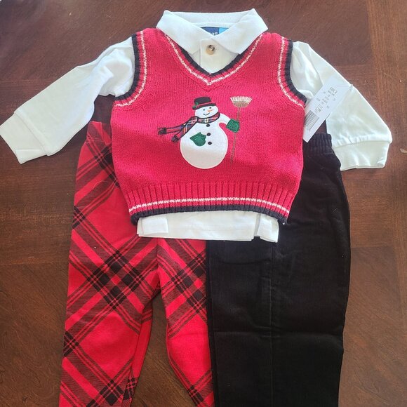 Great Guy Sweater Vest Set – Baby Boy, Snowman, Holiday Outfit, 12M, 3pc, NWT - Picture 1 of 8